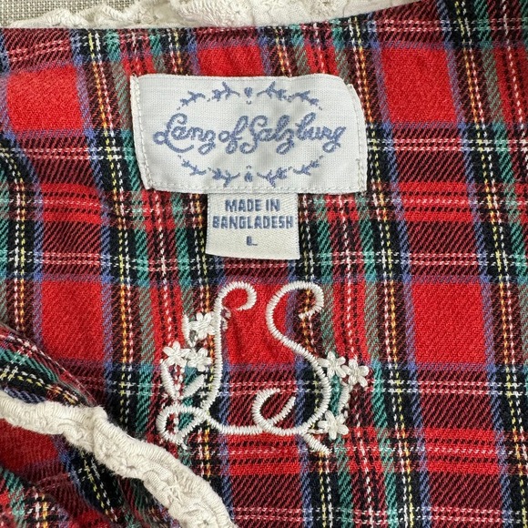 Lanz of Salzburg long plaid flannel nightgown - Picture 5 of 8